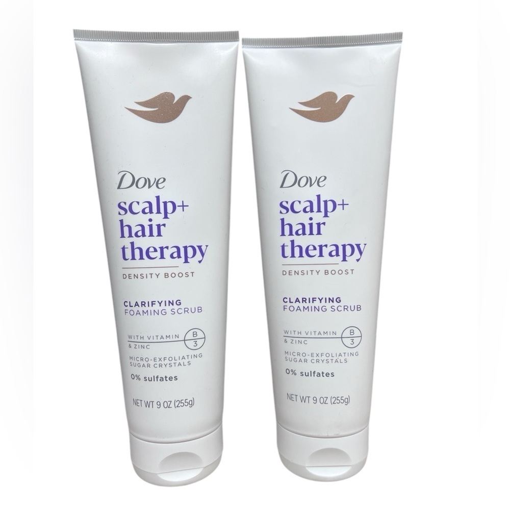 2x Dove Scalp + Hair Therapy Density Boost Clarifying Foaming Scrub 0% Sulfate